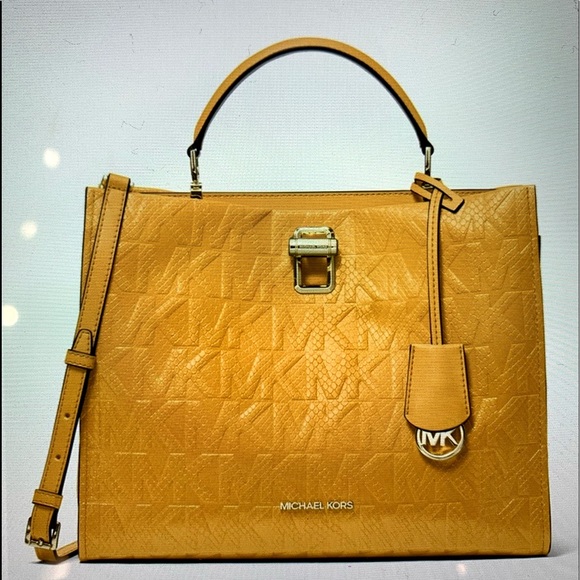 Michael Kors Handbags - MICHAEL KORS
Penelope Large Python Satchel MARIGOLD COLOR